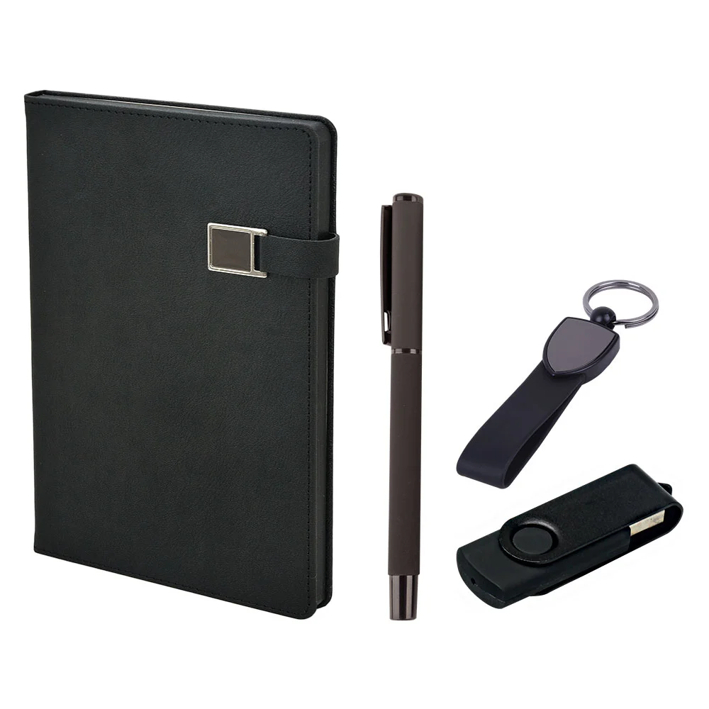 Kişiye Özel Deri Kutulu Defter & Metal Roller Kalem & Anahtarlık & USB Bellek Hediye Seti - Görsel 2