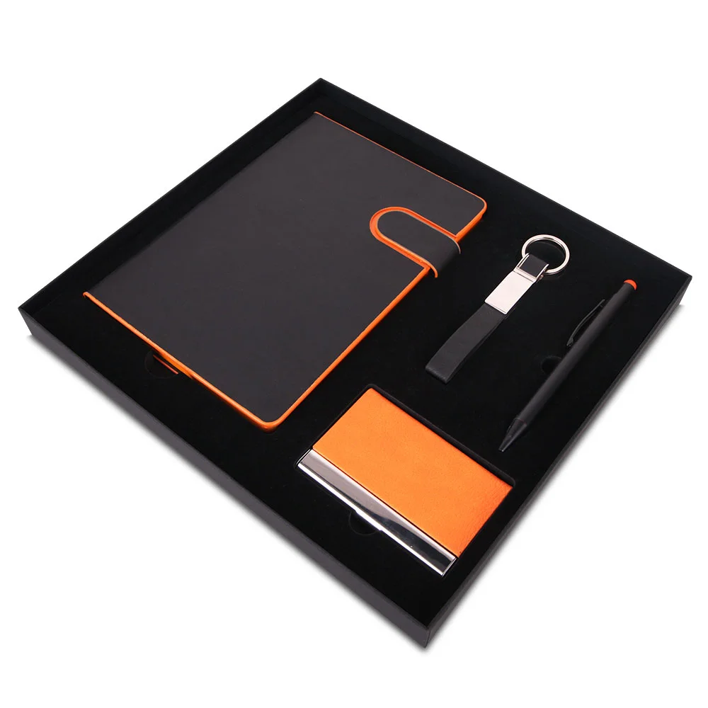 Kişiye Özel Deri Kutulu Defter & Metal Roller Kalem & Anahtarlık & Deri Kartvizitlik Hediye Seti - Görsel 1